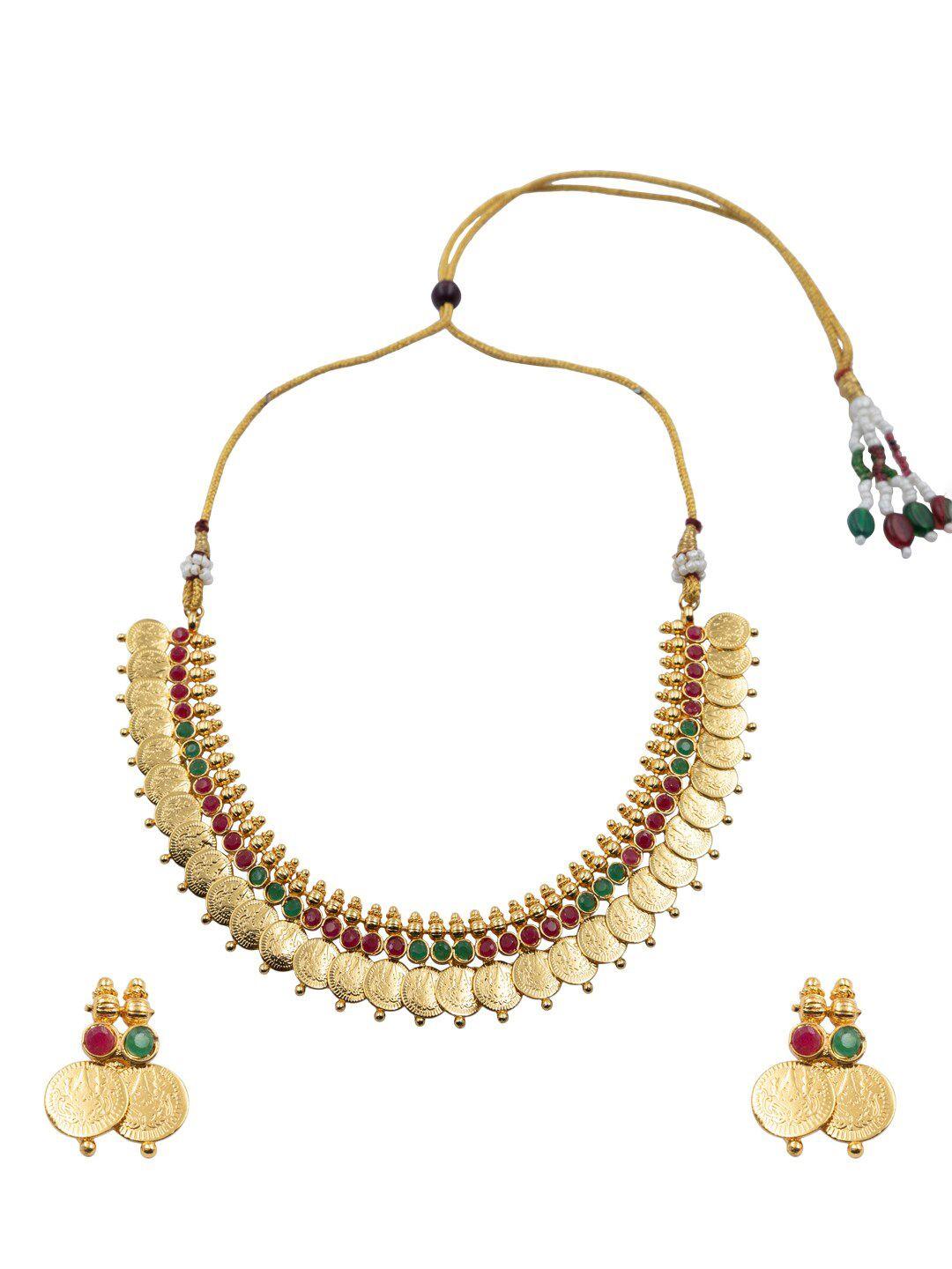 Gold Plated Temple Stone Studded Jewellery Set