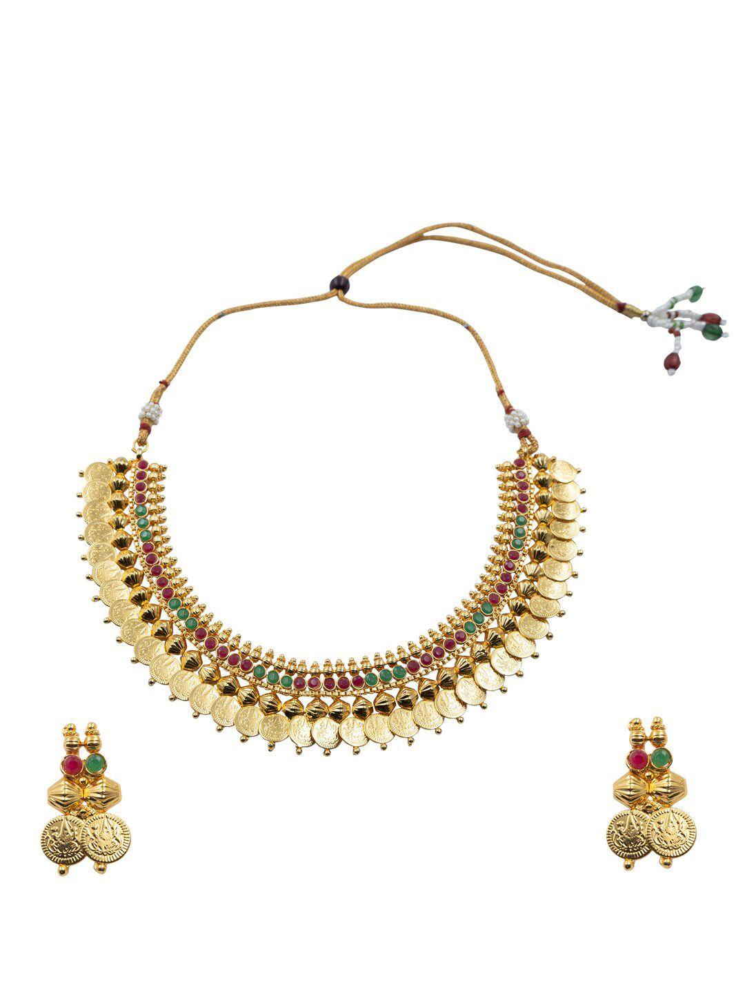 Gold Plated Temple Stone Studded Jewellery Set