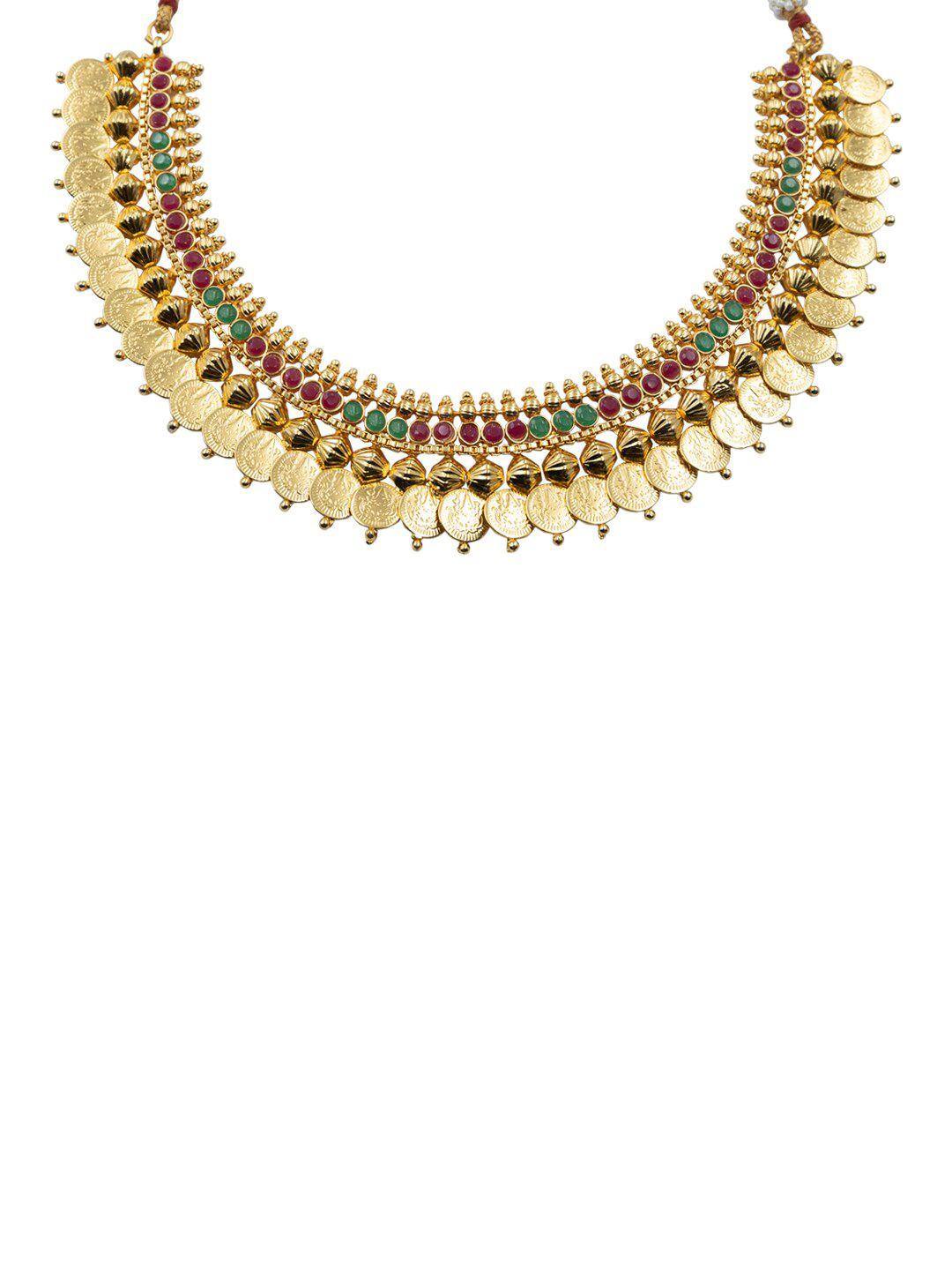 Gold Plated Temple Stone Studded Jewellery Set