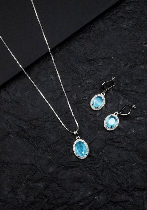 Stylish Ad Rhodium Plated Pendant Set