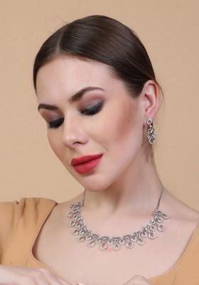 Silver Plated American Diamond Studded Jewellery Set