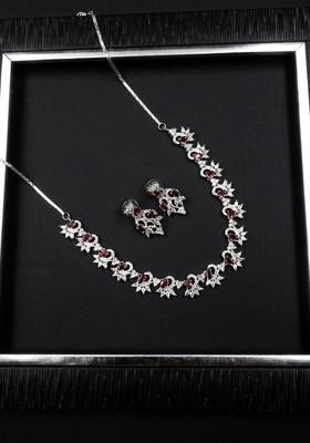 Silver Plated Ad Studded Sleek Jewellery Set