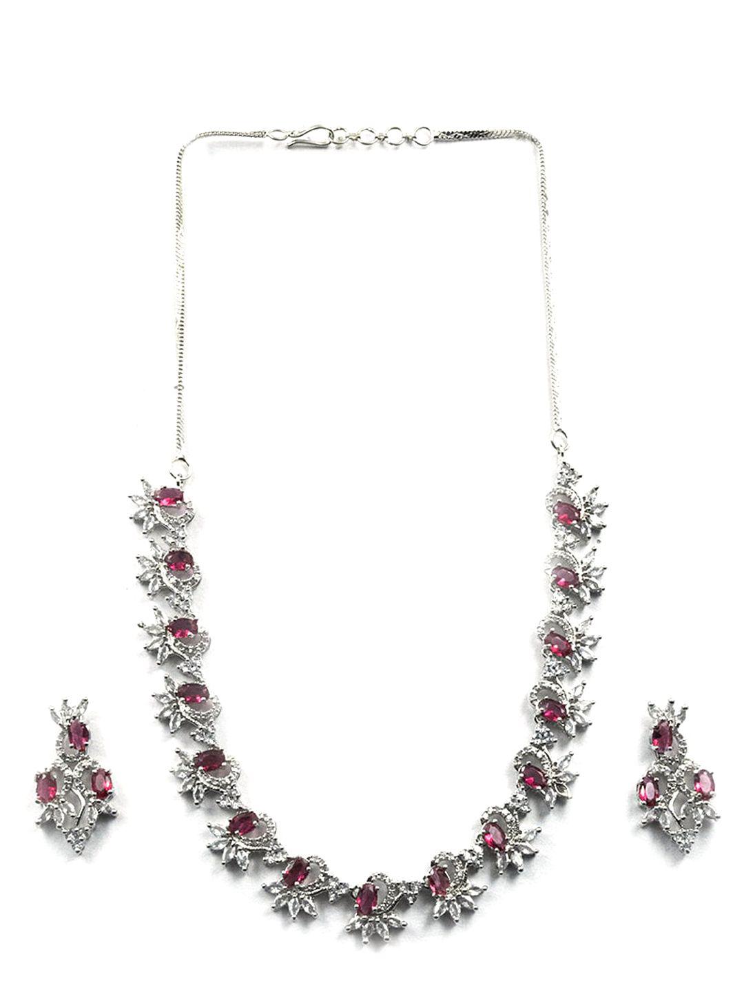 Silver Plated Ad Studded Sleek Jewellery Set