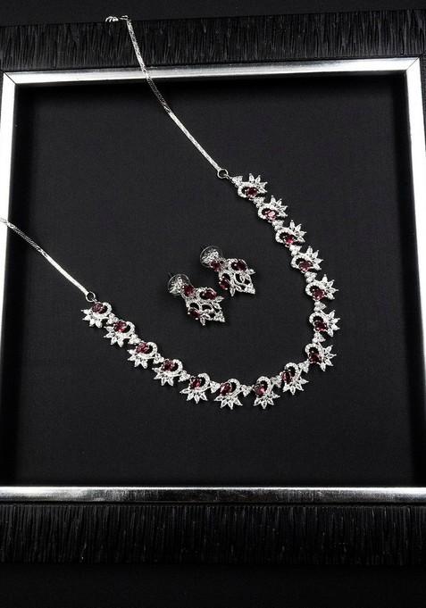 Silver Plated Ad Studded Sleek Jewellery Set