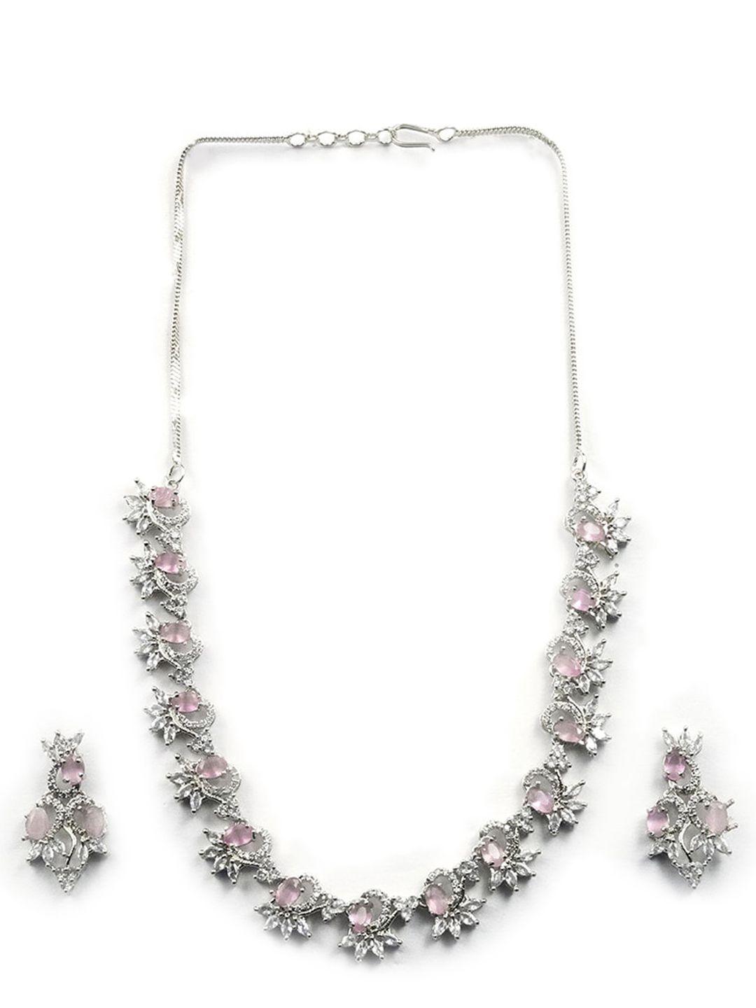 Silver Plated American Diamond Studded Sleek Jewellery Set