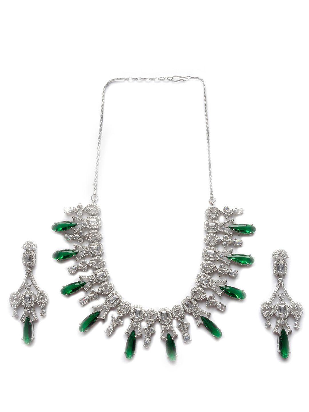 Silver Plated American Diamond Stone Studded Jewellery Set