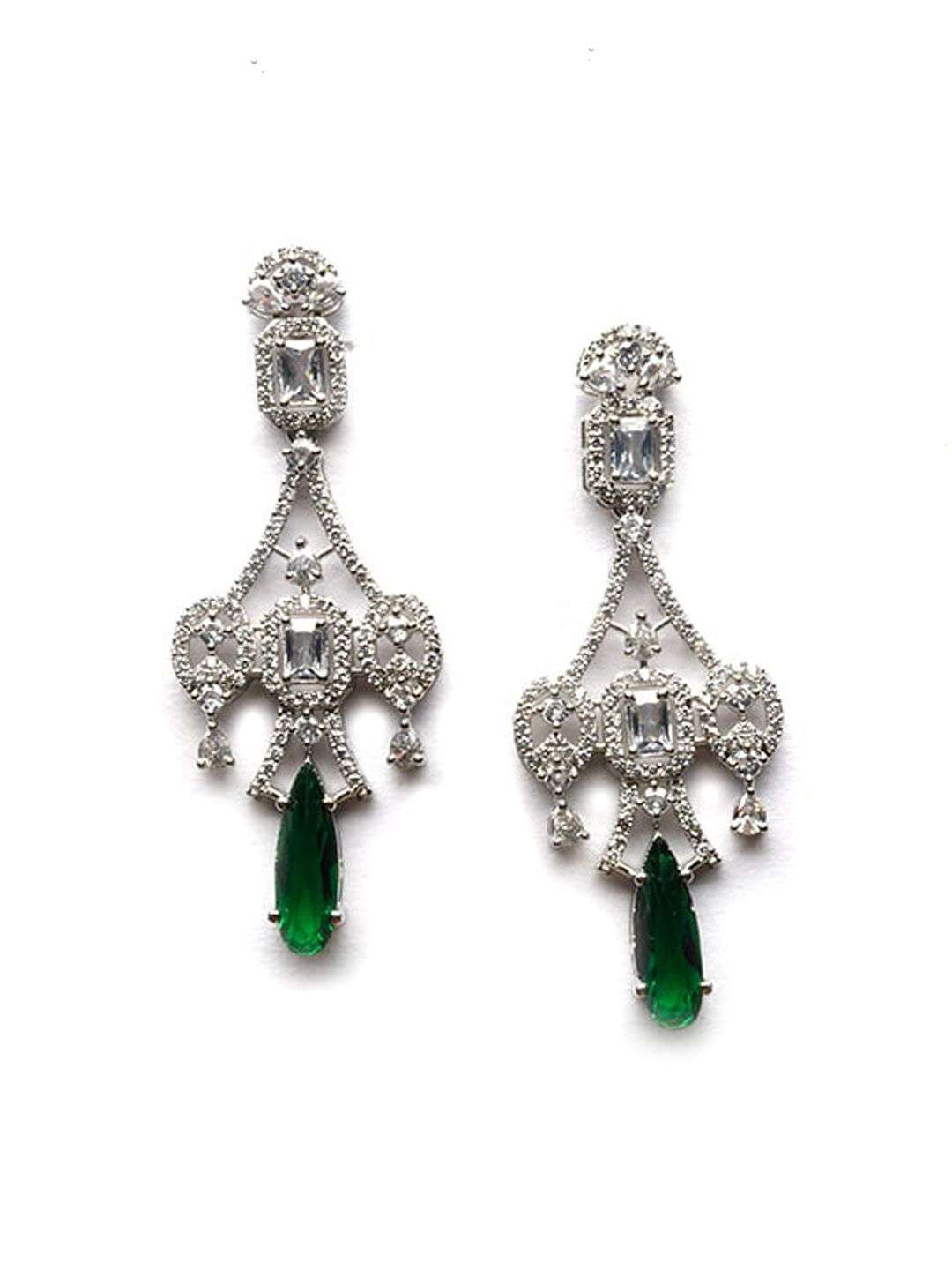 Silver Plated American Diamond Stone Studded Jewellery Set - Indya