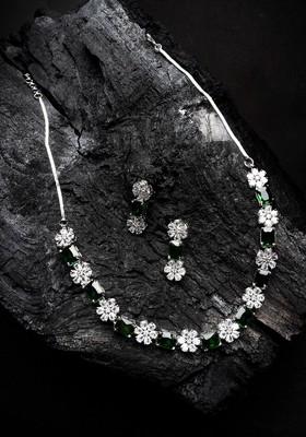 Silver Plated Cubic Zirconia Studded Jewellery Set
