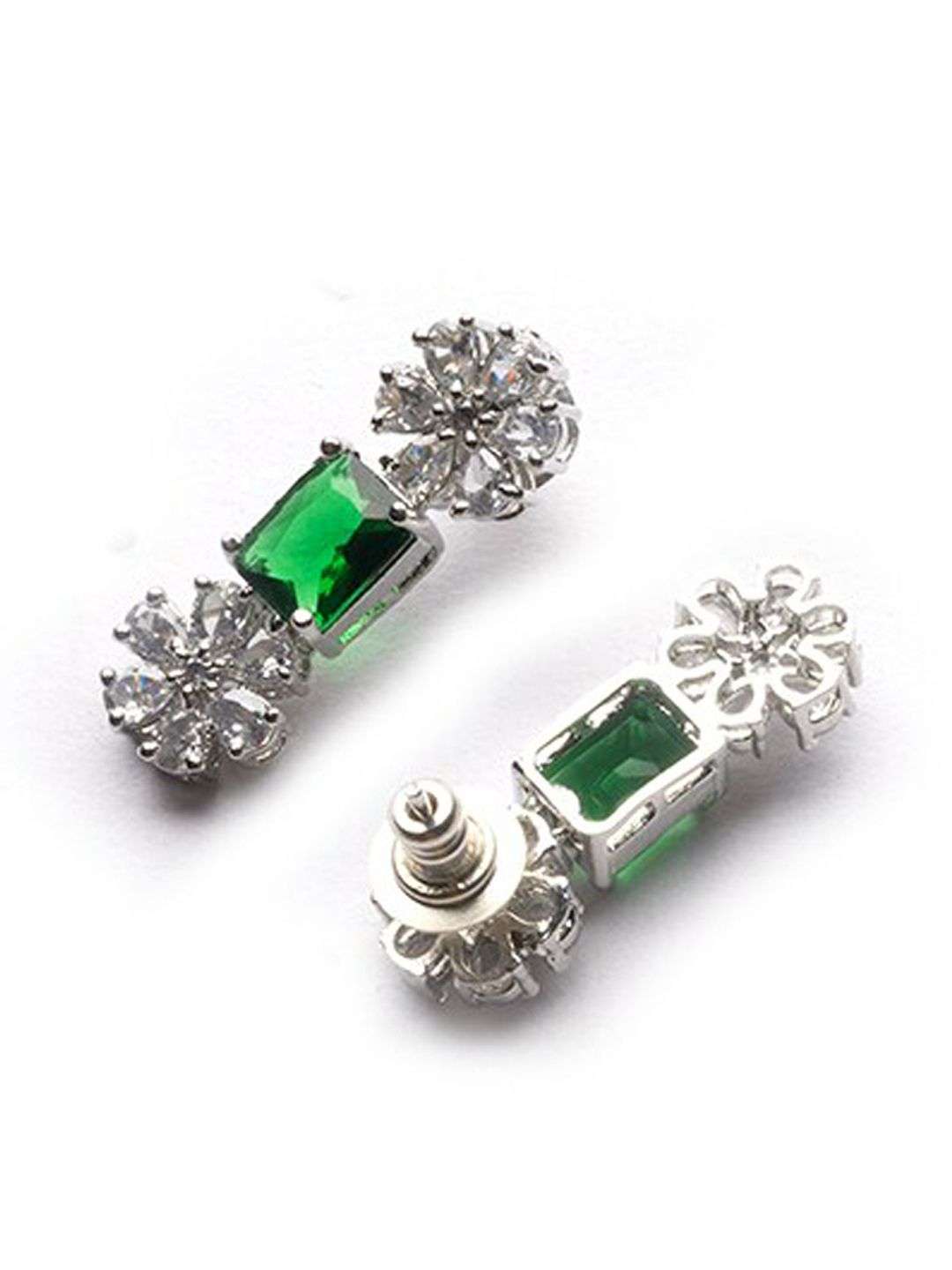 Silver Plated Cubic Zirconia Studded Jewellery Set - Indya