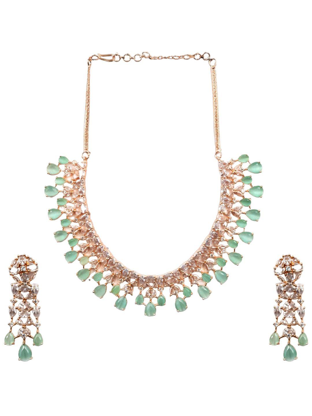 Rose Gold Plated Cz Studded Jewellery Set