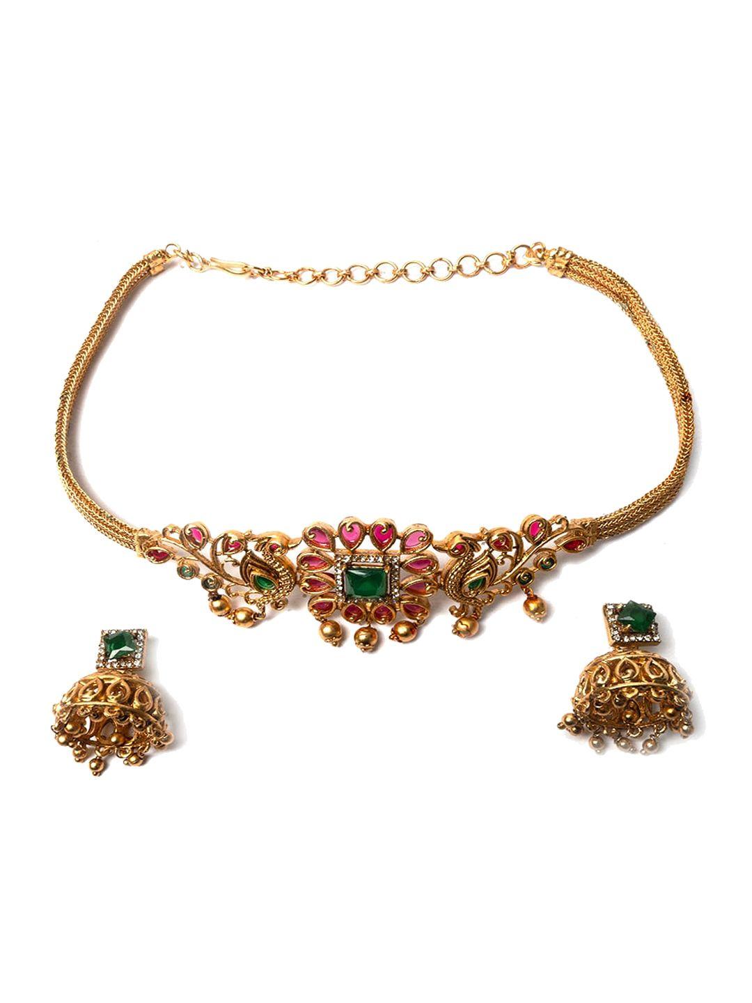 Gold Plated Stone Studded Jewellery Set