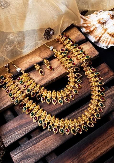 Gold Plated Stone Studded Jewellery Set