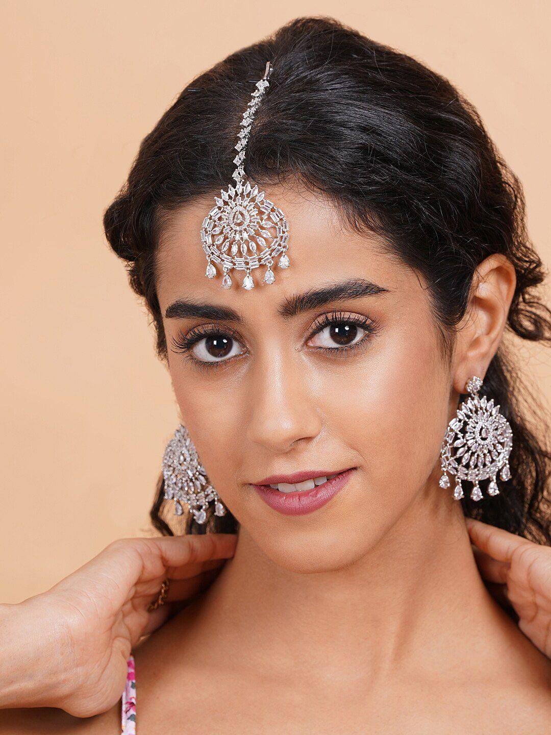 Silver Plated American Diamond Studded Jewellery Set