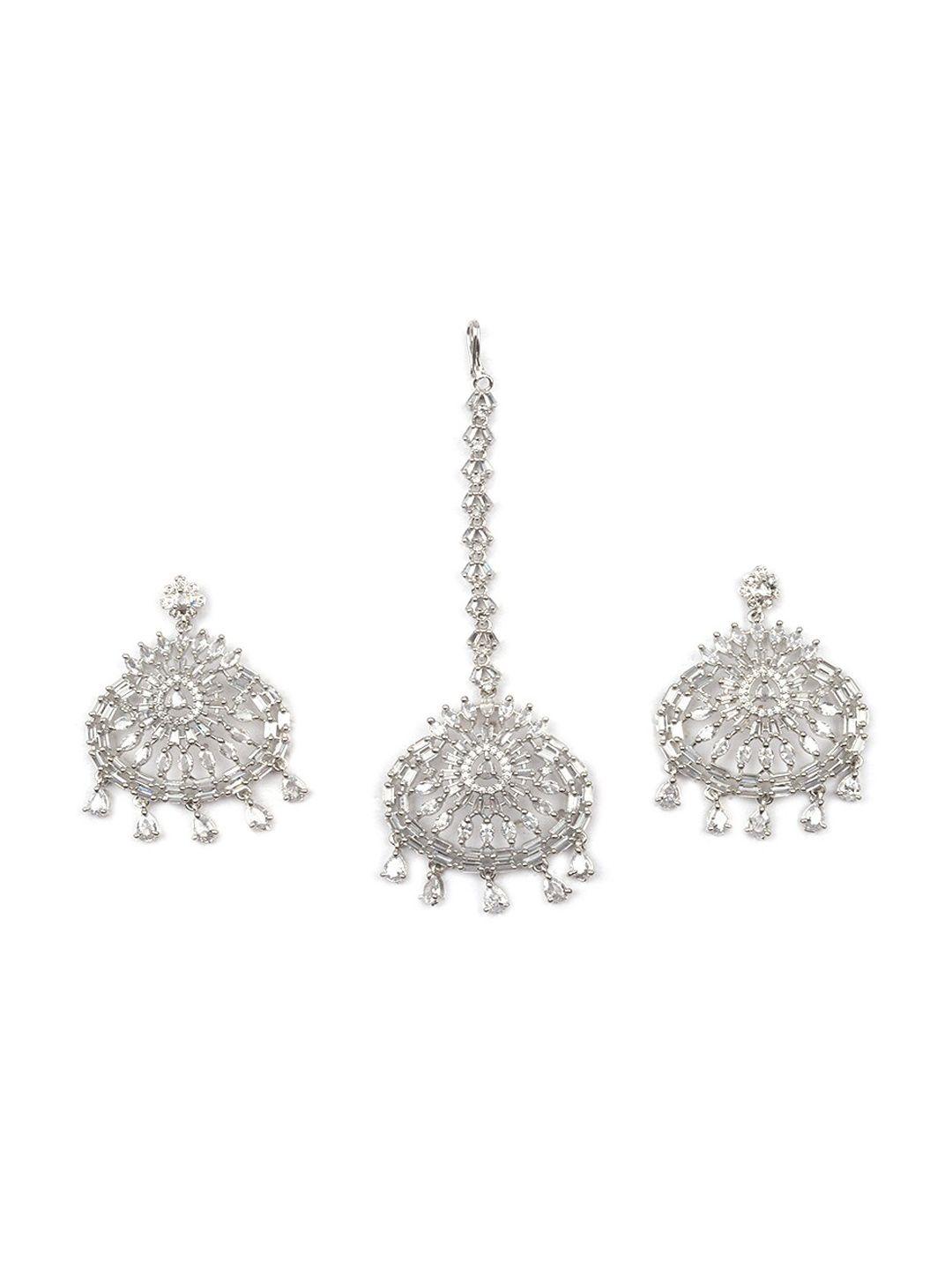 Silver Plated American Diamond Studded Jewellery Set