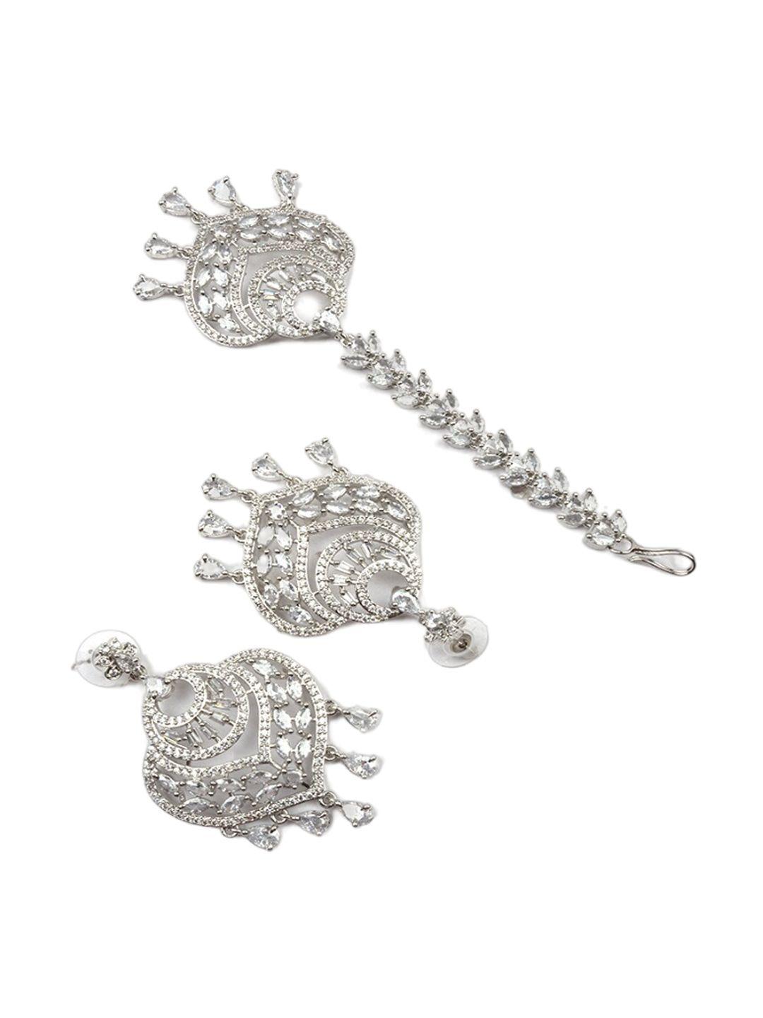 Silver Plated American Diamond Studded Jewellery Set