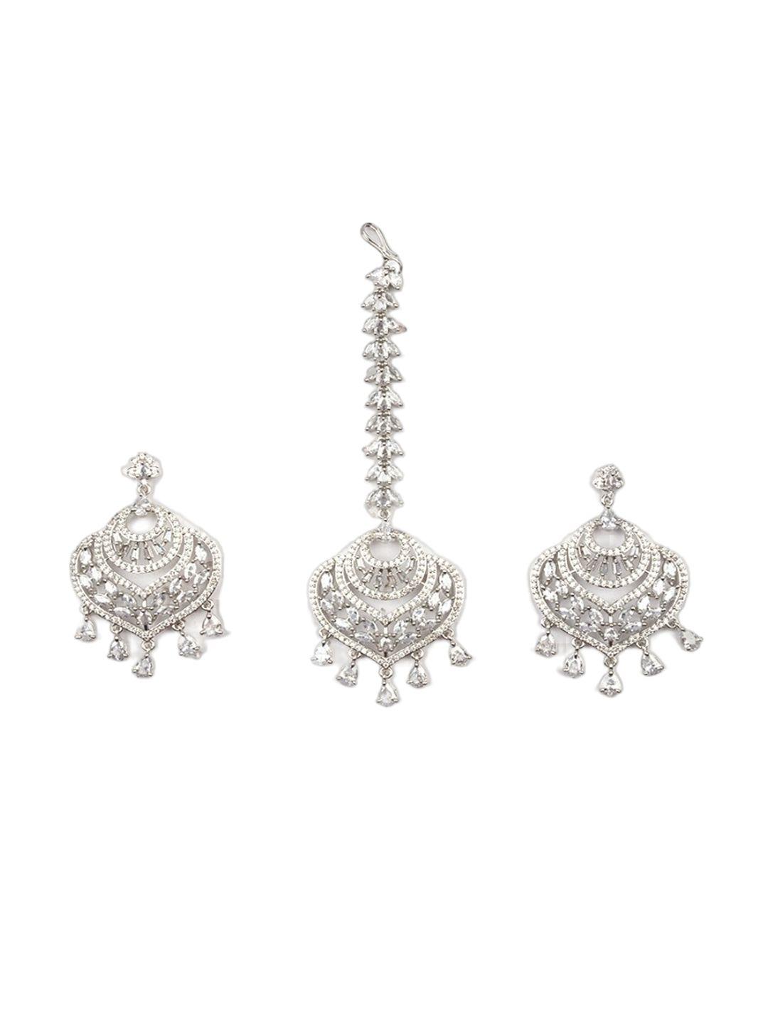 Silver Plated American Diamond Studded Jewellery Set