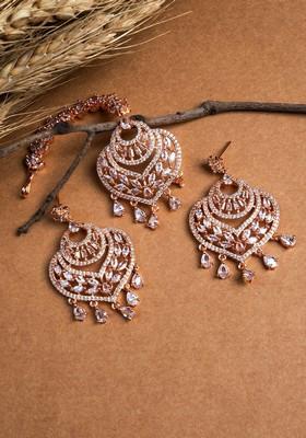 Rose Gold Plated American Diamond Studded Jewellery Set