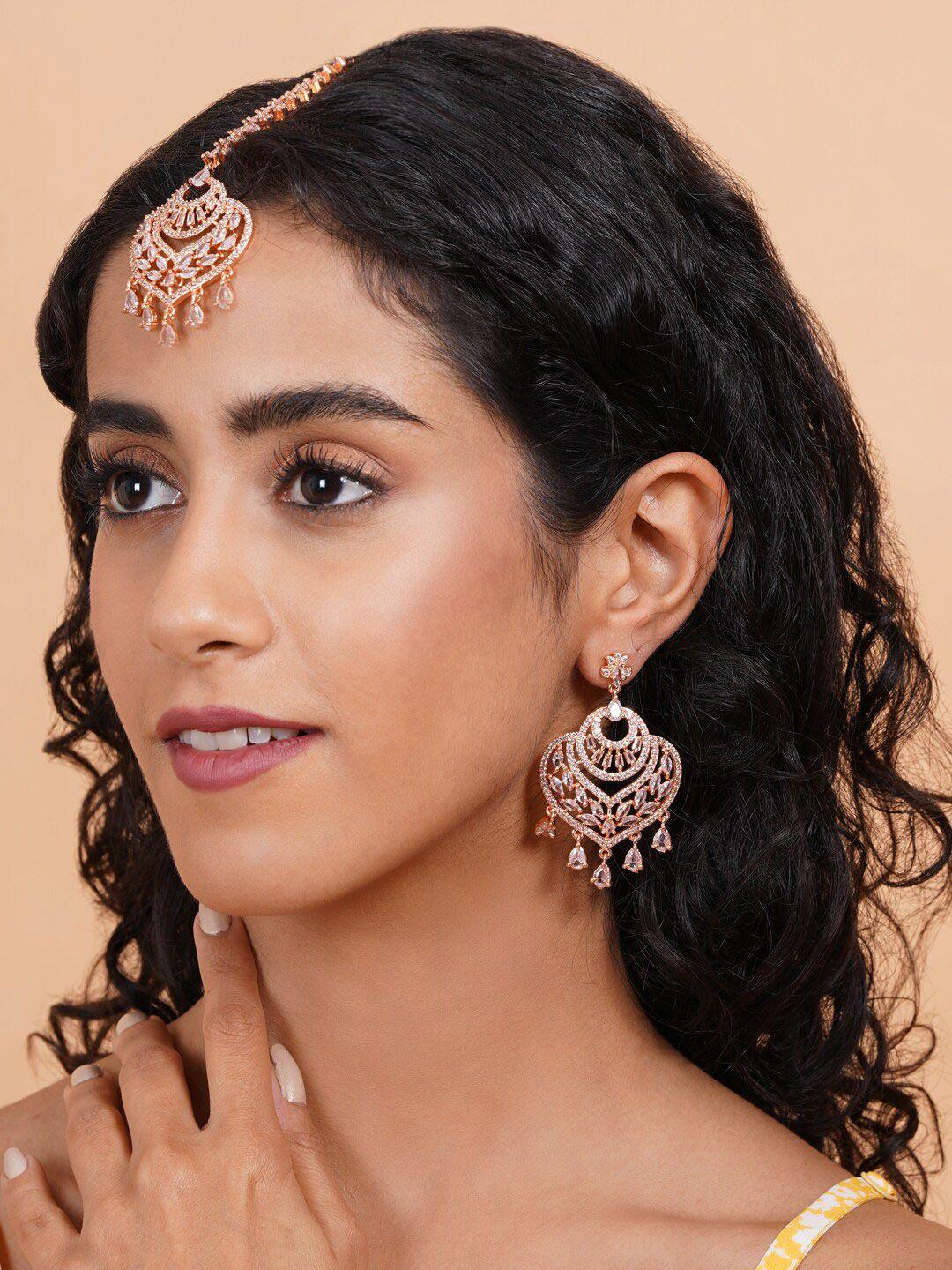 Rose Gold Plated American Diamond Studded Jewellery Set