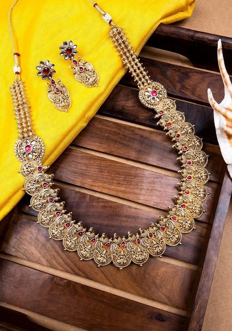 Gold Plated Stone Studded Jewellery Set