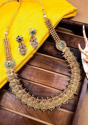 Gold Plated Stone Studded Jewellery Set