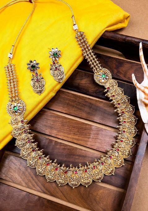 Gold Plated Stone Studded Jewellery Set