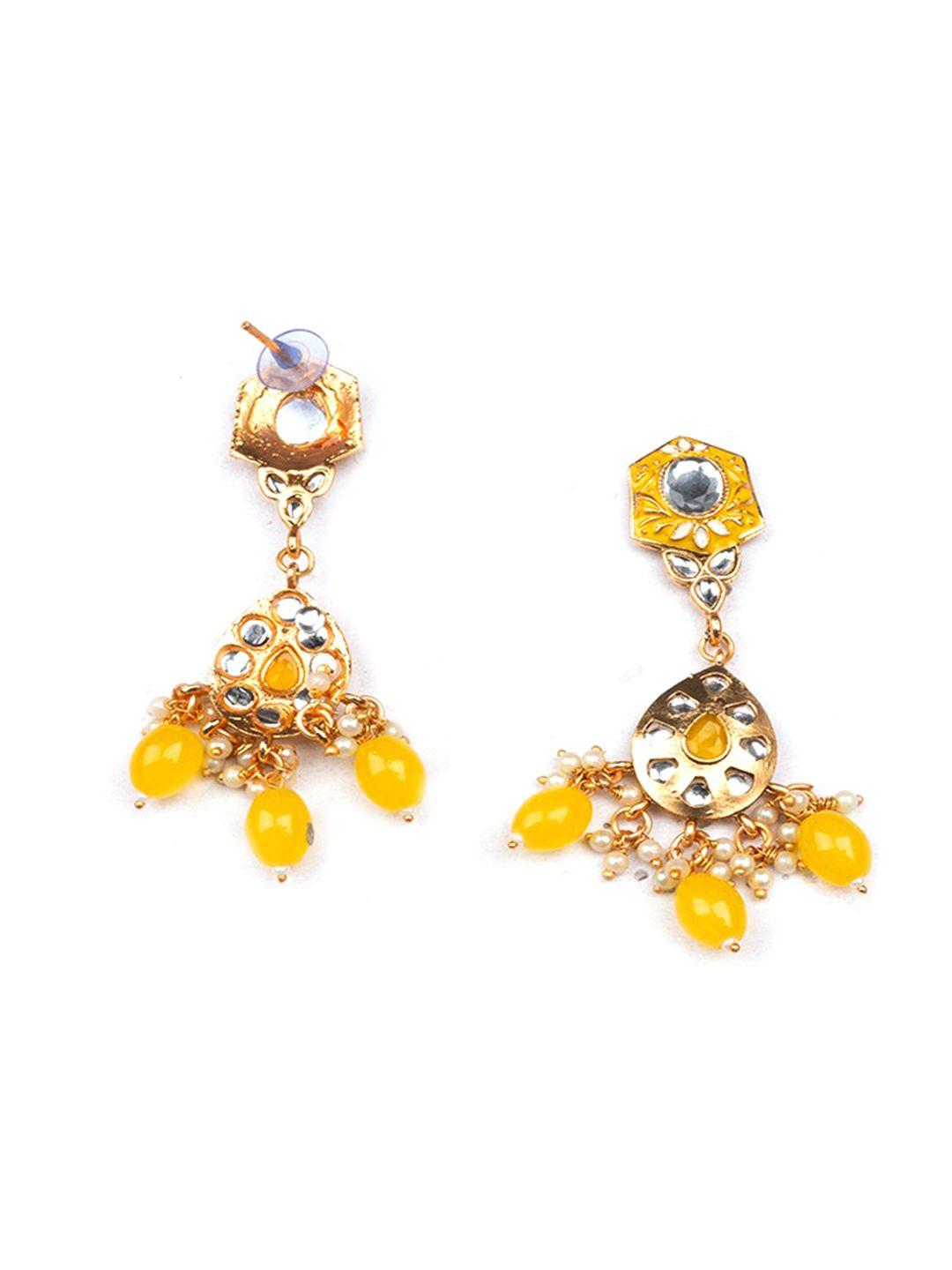 Gold Plated Kundan Studded And Beaded Jewellery Set