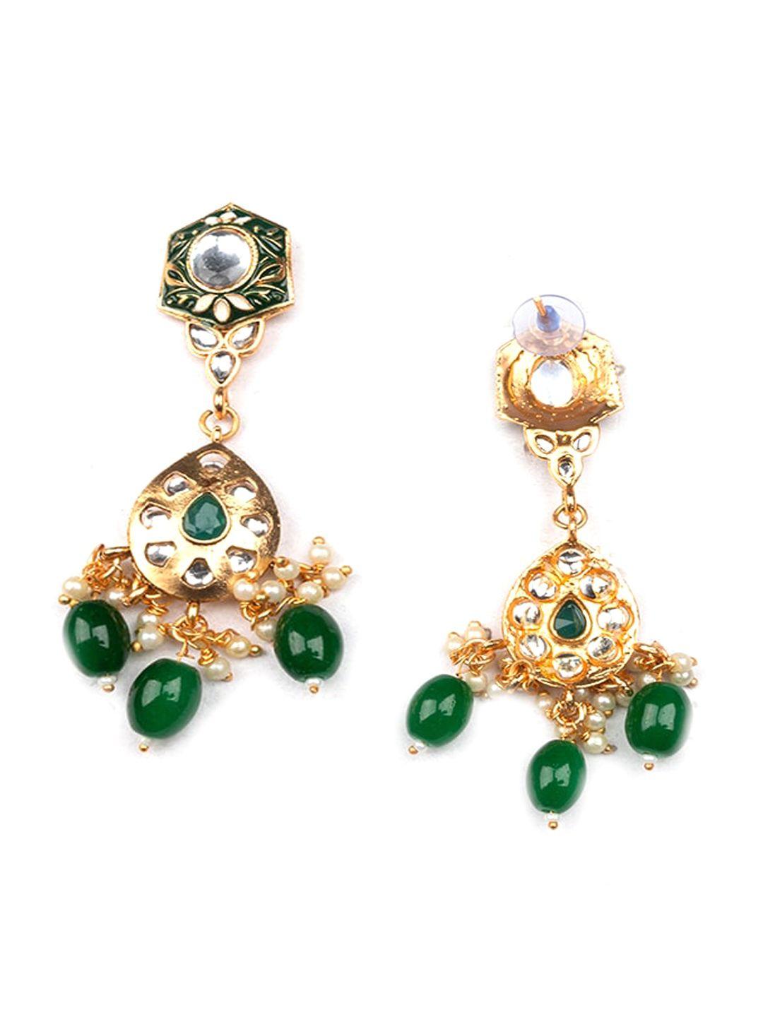 Gold Plated Kundan Studded And Beaded Jewellery Set