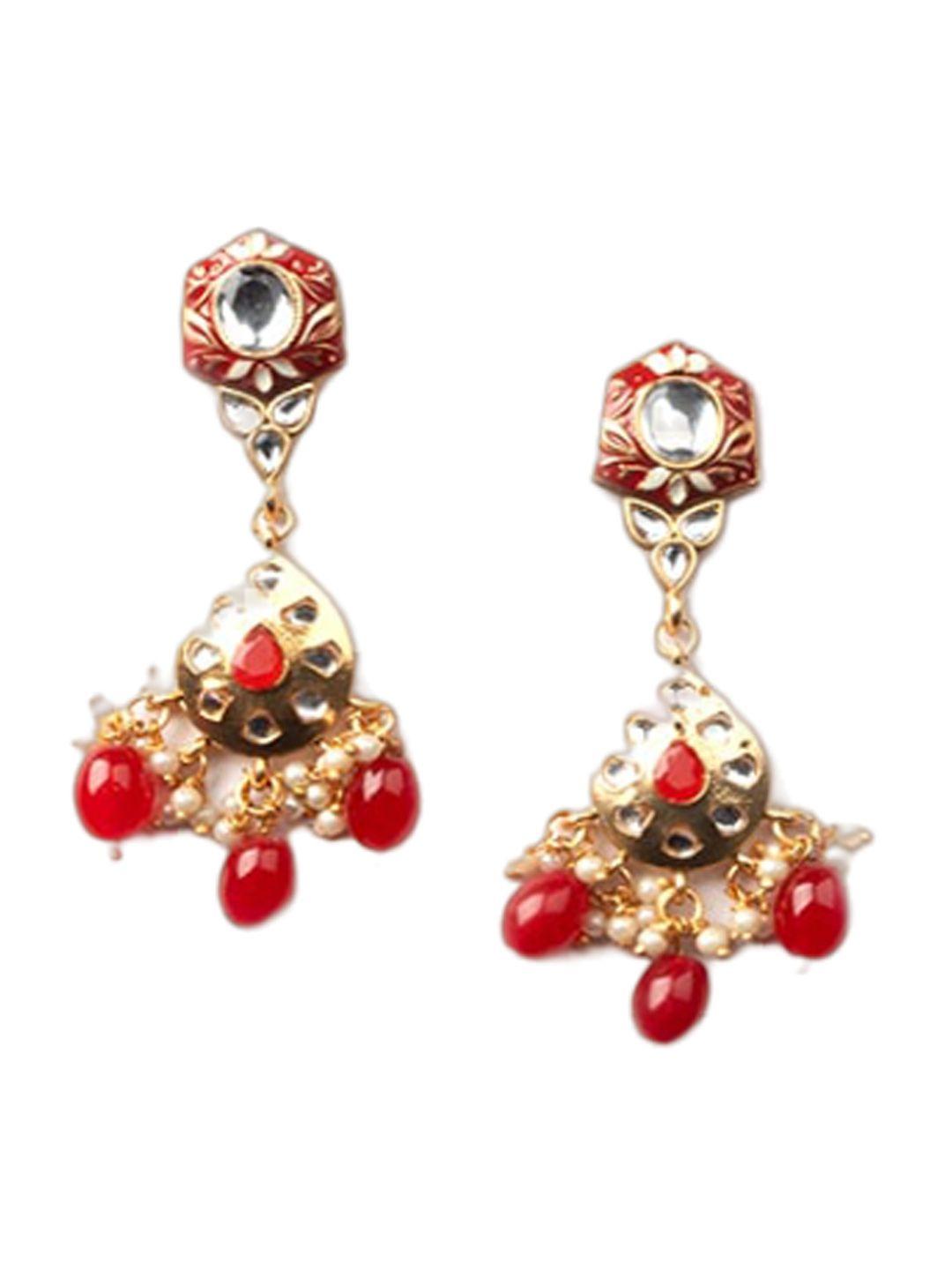 Gold Plated Kundan Studded And Beaded Jewellery Set