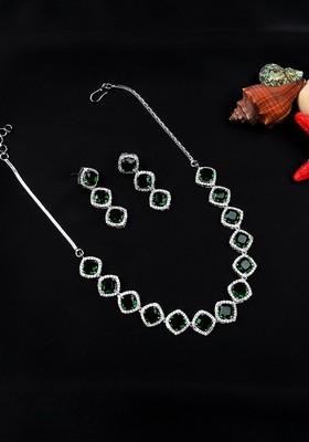 Silver Plated Ad Studded Jewellery Set