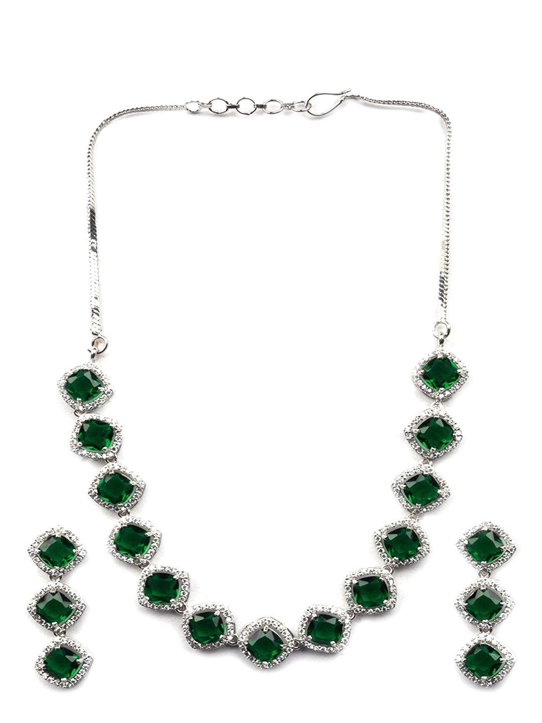 Silver Plated Ad Studded Jewellery Set