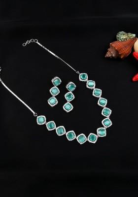 Silver Plated American Diamond Studded Jewellery Set