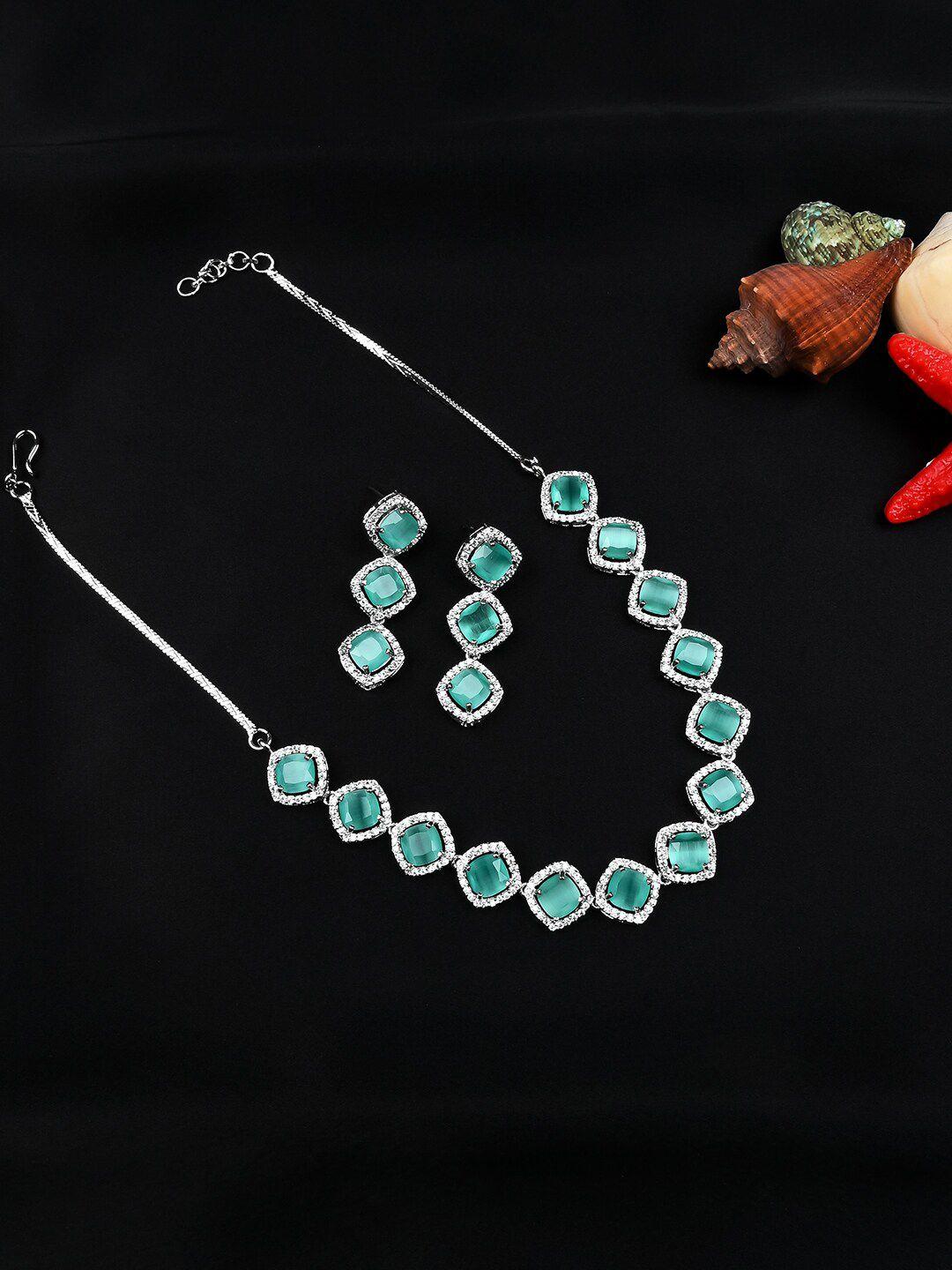 Silver Plated American Diamond Studded Jewellery Set