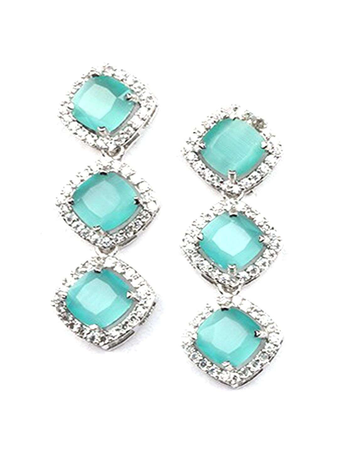 Silver Plated American Diamond Studded Jewellery Set - Indya