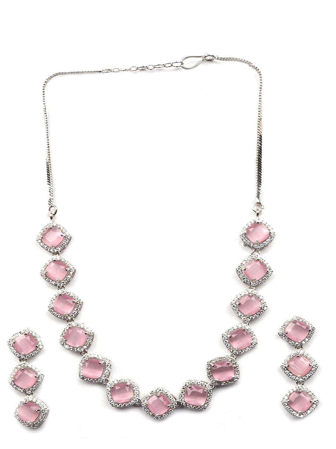 Silver Plated American Diamond Studded Jewellery Set