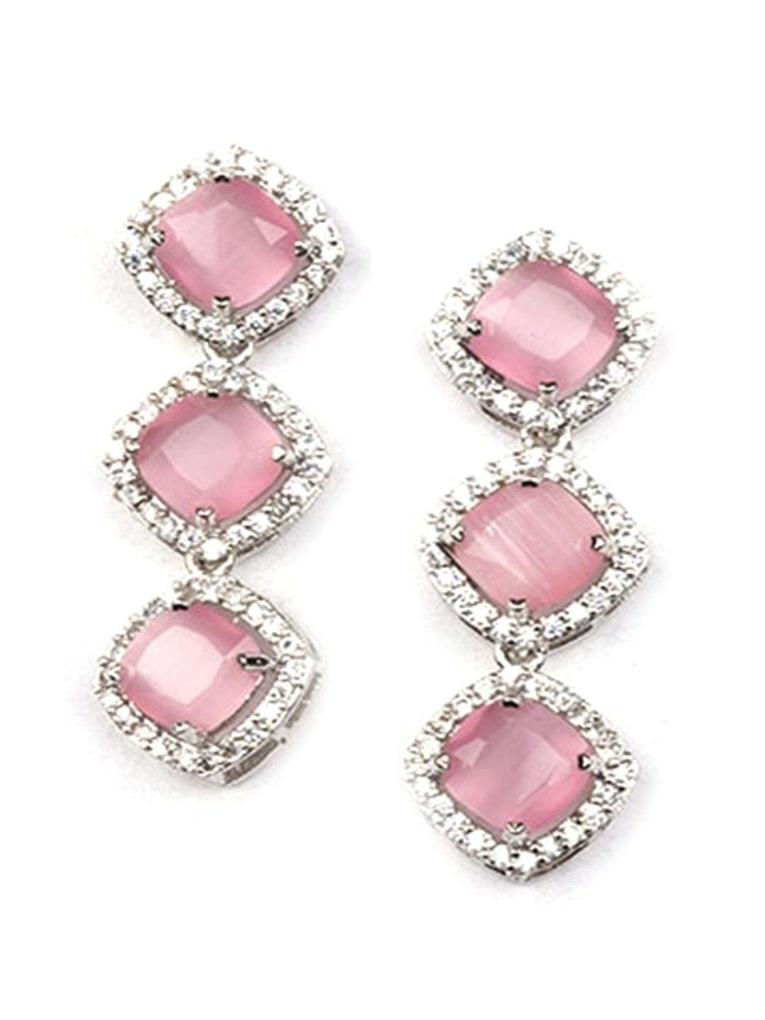 Silver Plated American Diamond Studded Jewellery Set - Indya