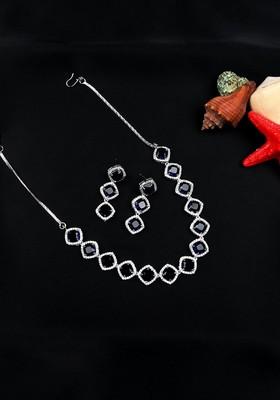 Silver Plated Ad Studded Jewellery Set