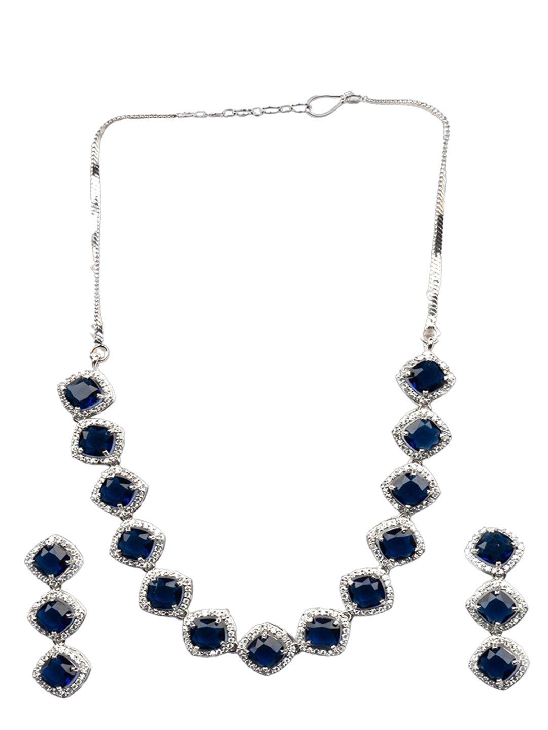 Silver Plated Ad Studded Jewellery Set