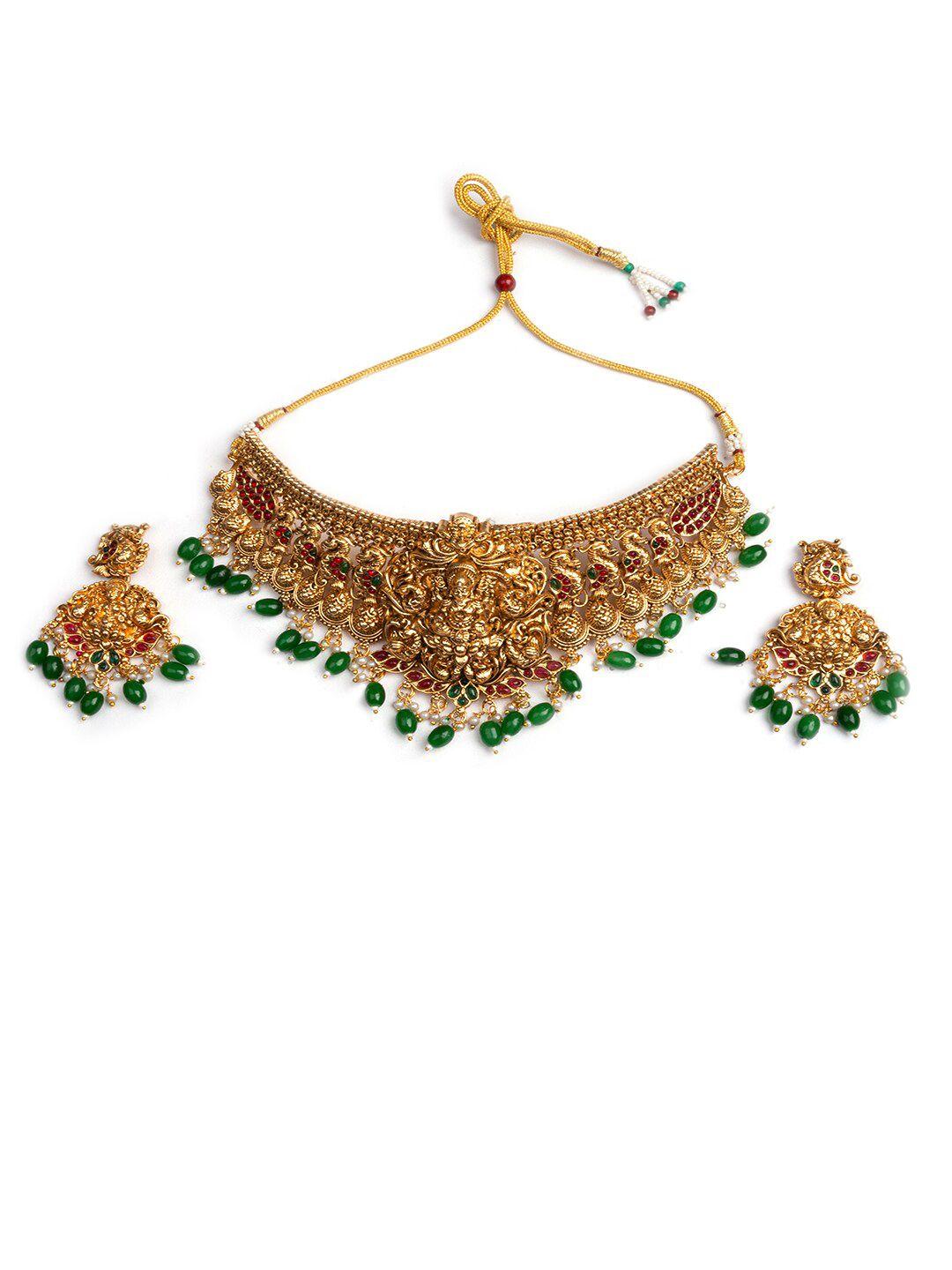 Gold Plated Stone Studded Temple Jewellery Set