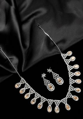 Silver Plated Cubic Zirconia Studded Jewellery Set
