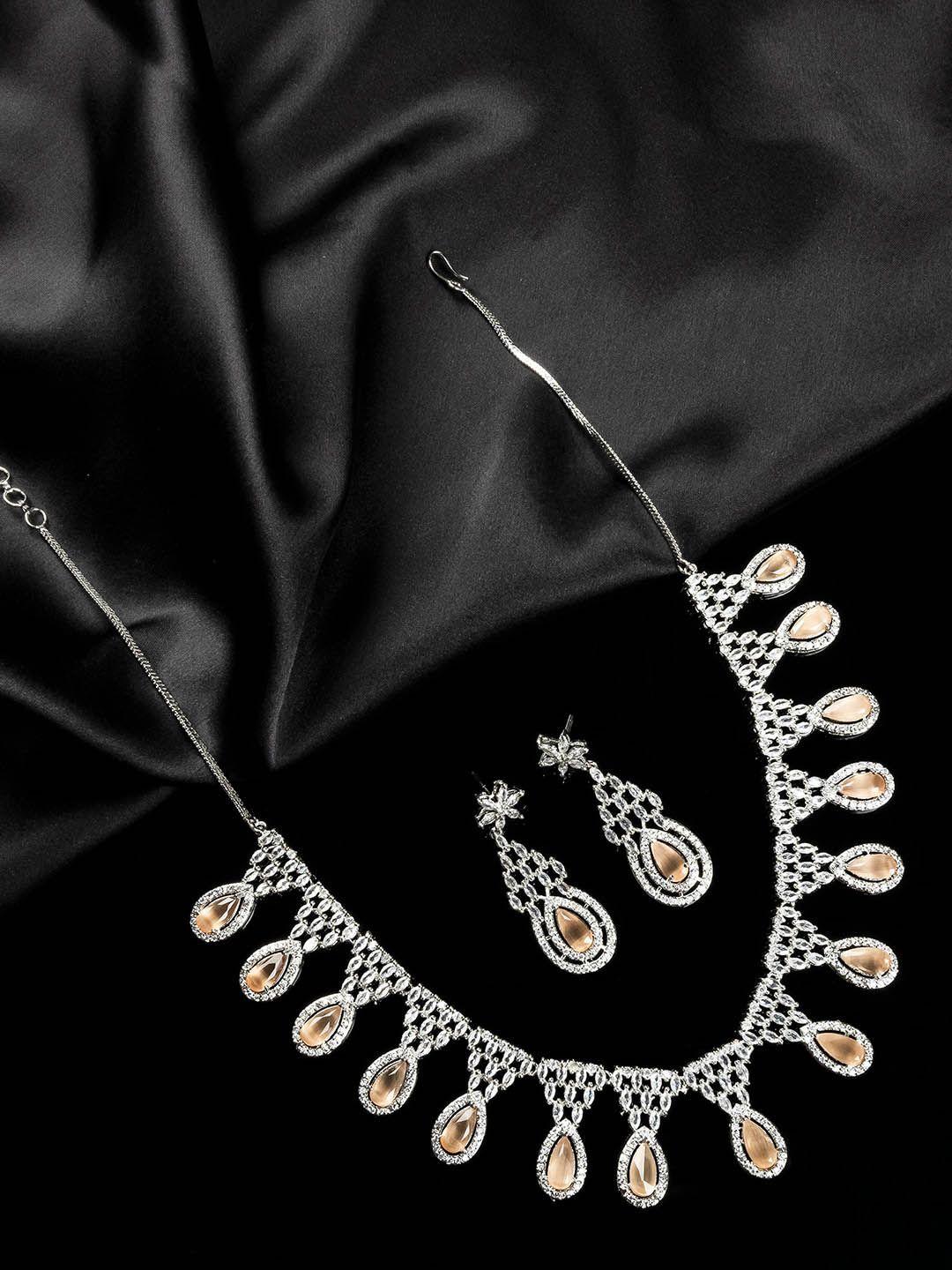 Silver Plated Cubic Zirconia Studded Jewellery Set