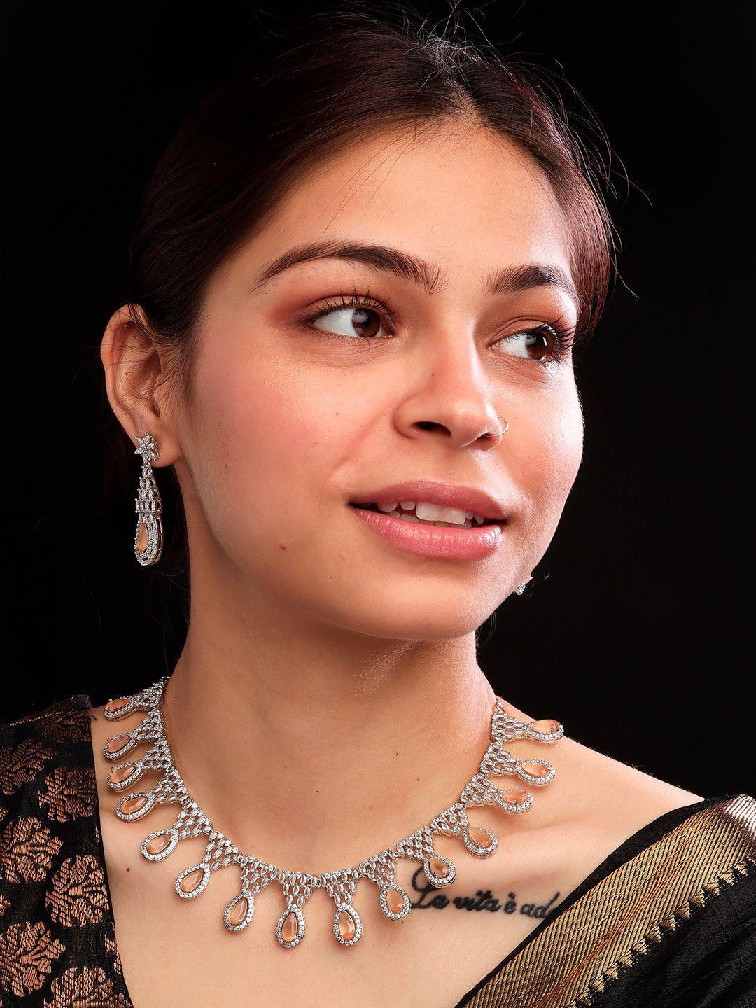 Silver Plated Cubic Zirconia Studded Jewellery Set