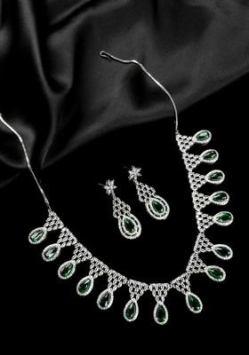 Silver Plated Cubic Zirconia Studded Jewellery Set