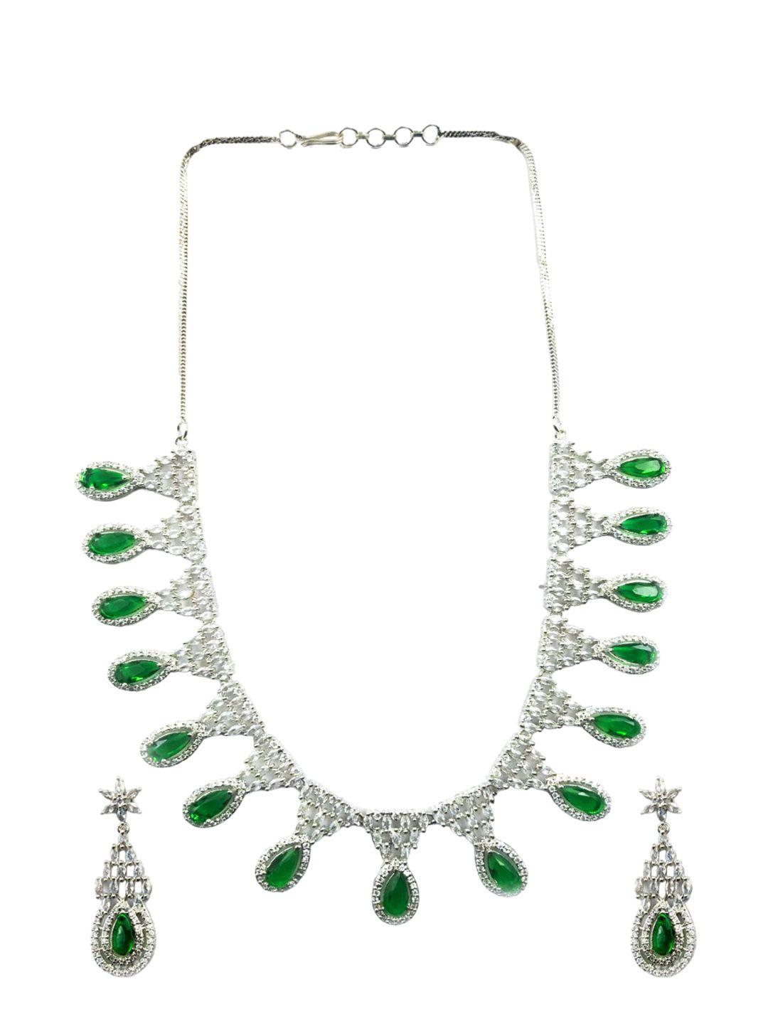 Silver Plated Cubic Zirconia Studded Jewellery Set