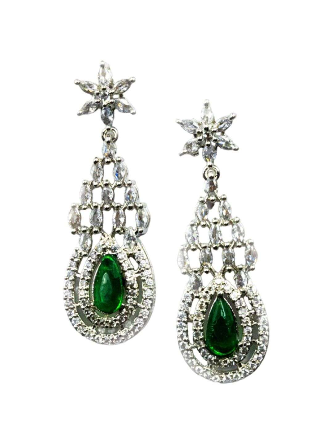 Silver Plated Cubic Zirconia Studded Jewellery Set - Indya