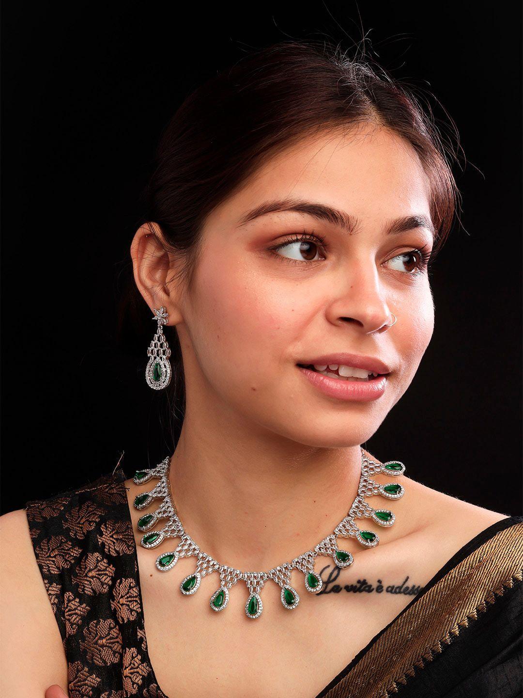 Silver Plated Cubic Zirconia Studded Jewellery Set