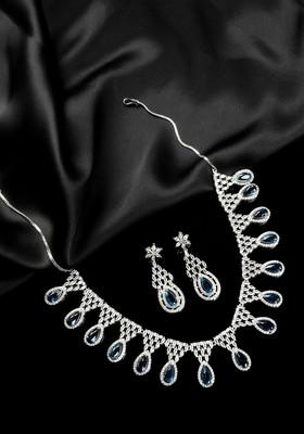 Silver Plated Cubic Zirconia Studded Jewellery Set