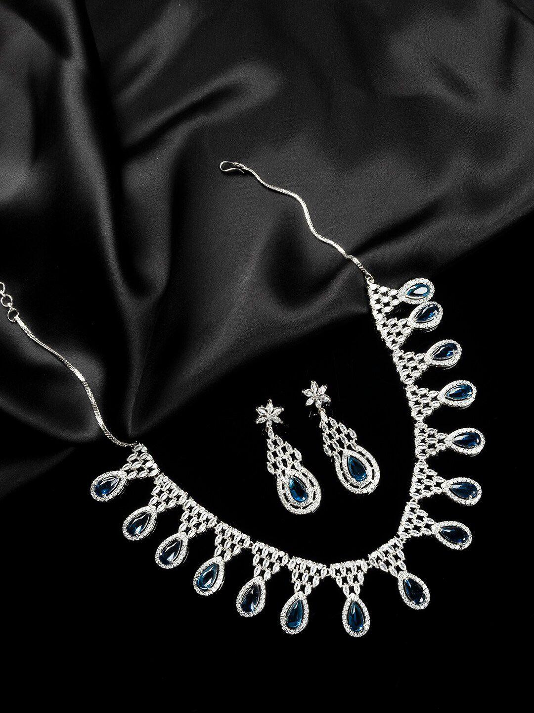 Silver Plated Cubic Zirconia Studded Jewellery Set