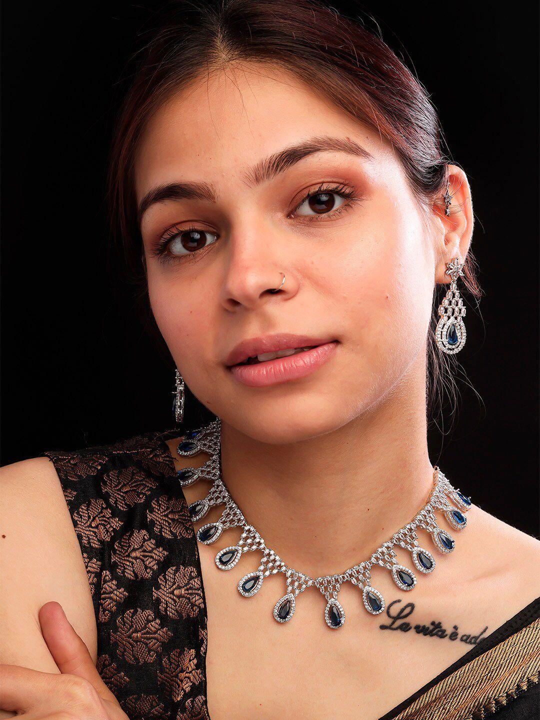 Silver Plated Cubic Zirconia Studded Jewellery Set