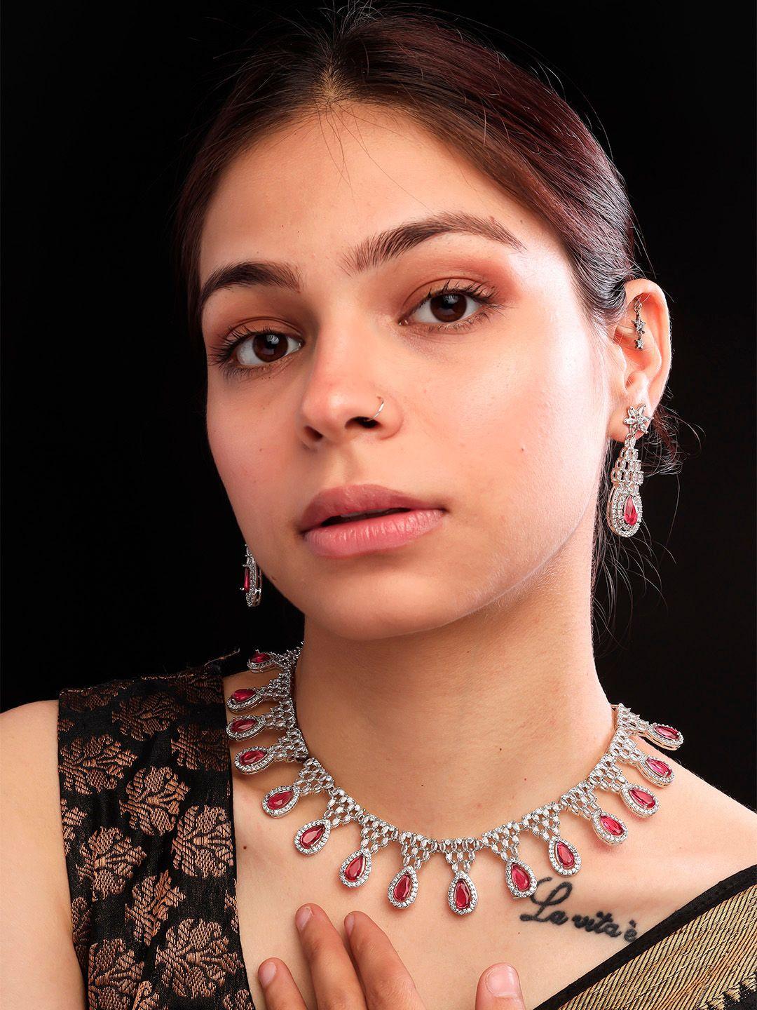 Silver Plated Cubic Zirconia Studded Jewellery Set