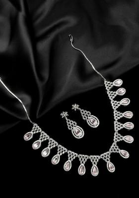 Silver Plated Cubic Zirconia Studded Jewellery Set